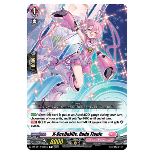 X-CeeDaNCe, Rada Tisple DZ-BT14/068EN card from the Cardfight!! Vanguard set Envoys of the Crimson Moon
