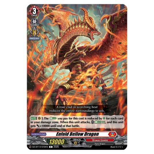 Enfold Bellow Dragon DZ-BT14/072EN card from the Cardfight!! Vanguard set Envoys of the Crimson Moon