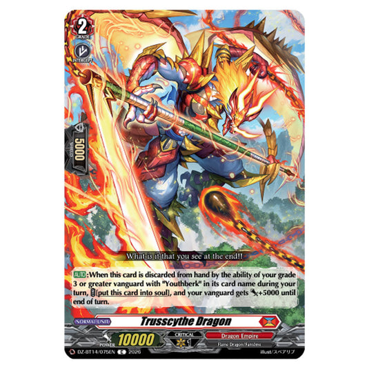 Trusscythe Dragon DZ-BT14/075EN card from the Cardfight!! Vanguard set Envoys of the Crimson Moon
