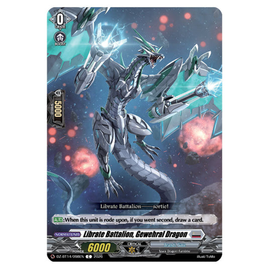 Librate Battalion, Gewehral Dragon DZ-BT14/098EN card from the Cardfight!! Vanguard set Envoys of the Crimson Moon