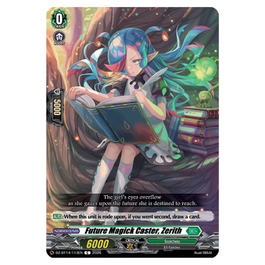 Future Magick Caster, Zerith DZ-BT14/113EN card from the Cardfight!! Vanguard set Envoys of the Crimson Moon