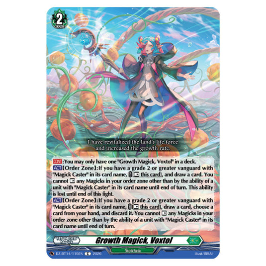 Growth Magick, Voxtol DZ-BT14/115EN card from the Cardfight!! Vanguard set Envoys of the Crimson Moon