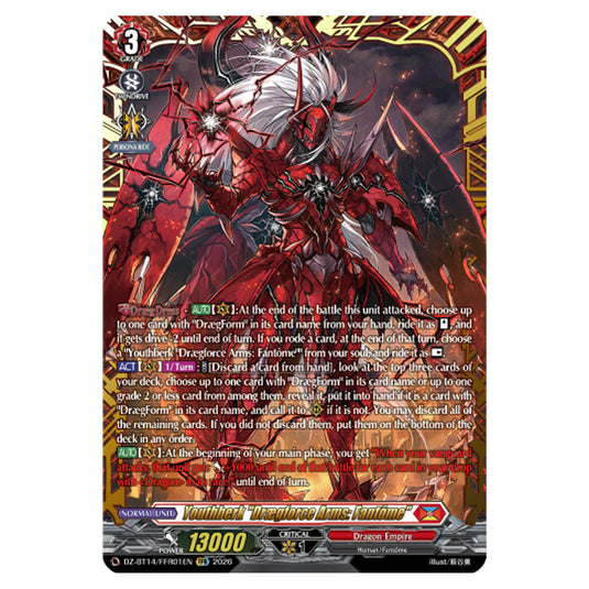 Youthberk "Drægforce Arms: Fantôme" DZ-BT14/FFR01EN card from the Cardfight!! Vanguard set Envoys of the Crimson Moon
