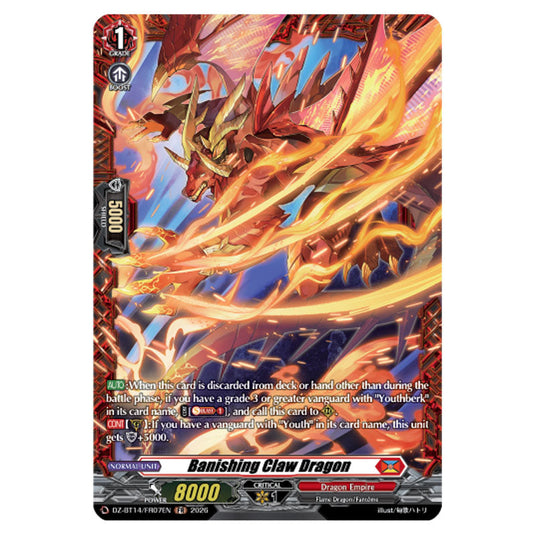 Banishing Claw Dragon DZ-BT14/FR07EN card from the Cardfight!! Vanguard set Envoys of the Crimson Moon