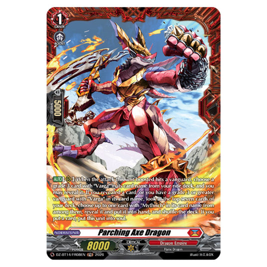 Parching Axe Dragon DZ-BT14/FR08EN card from the Cardfight!! Vanguard set Envoys of the Crimson Moon