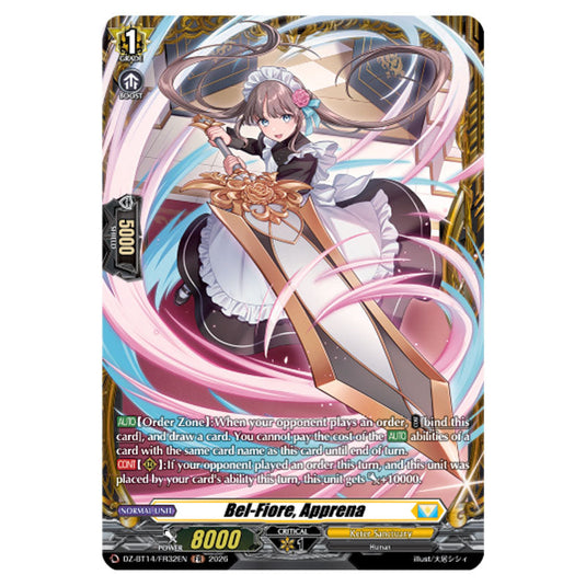 Bel-Fiore, Apprena DZ-BT14/FR32EN card from the Cardfight!! Vanguard set Envoys of the Crimson Moon