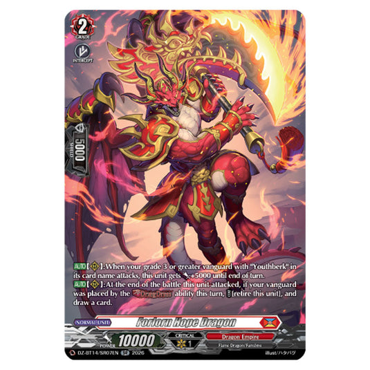 Forlorn Hope Dragon DZ-BT14/SR07EN card from the Cardfight!! Vanguard set Envoys of the Crimson Moon