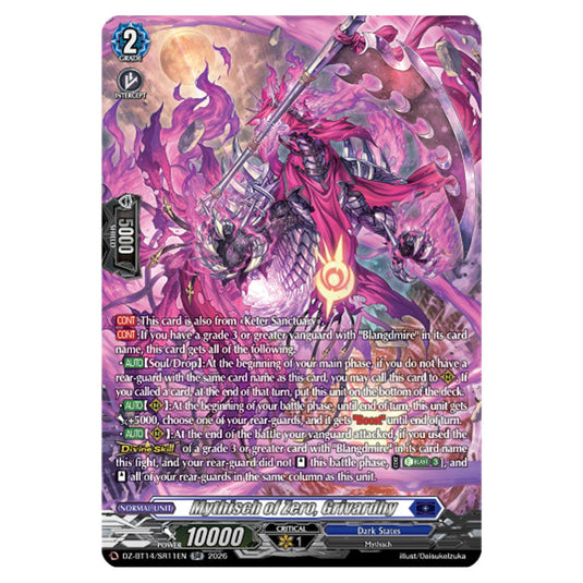 Mythisch of Zero, Grivardhy DZ-BT14/SR11EN card from the Cardfight!! Vanguard set Envoys of the Crimson Moon