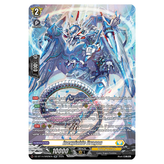 Inexpiable Dragon DZ-BT14/SR29EN card from the Cardfight!! Vanguard set Envoys of the Crimson Moon