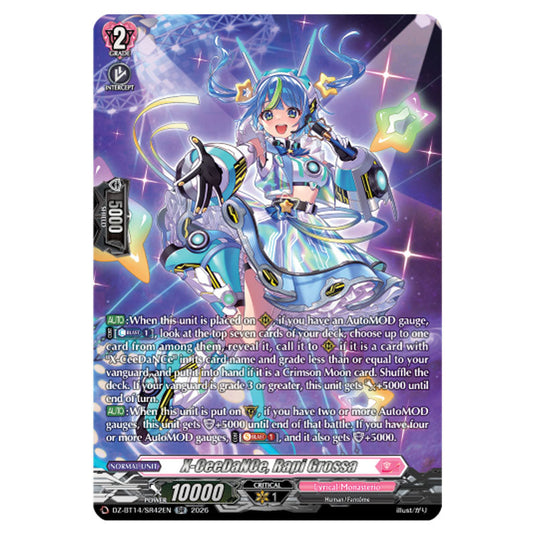X-CeeDaNCe, Rapi Grossa DZ-BT14/SR42EN card from the Cardfight!! Vanguard set Envoys of the Crimson Moon