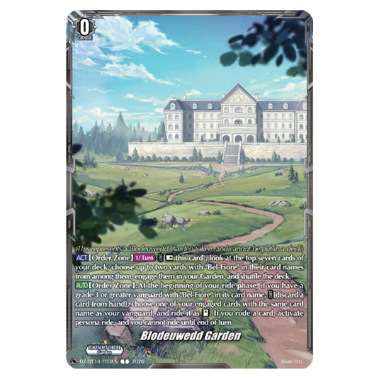 Blodeuwedd Garden DZ-BT14/T03EN card from the Cardfight!! Vanguard set Envoys of the Crimson Moon