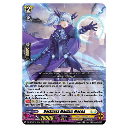 Darkness Maiden, Macha DZ-BT15/013EN card from the Cardfight!! Vanguard set Strike of Illusionary Shadows