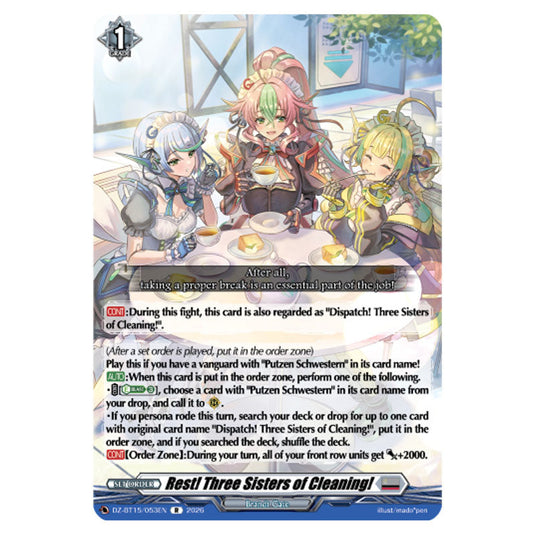 Rest! Three Sisters of Cleaning! DZ-BT15/053EN card from the Cardfight!! Vanguard set Strike of Illusionary Shadows