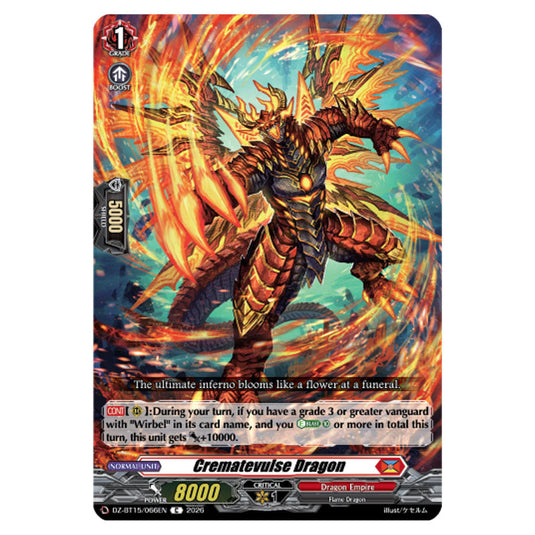Crematevulse Dragon DZ-BT15/066EN card from the Cardfight!! Vanguard set Strike of Illusionary Shadows