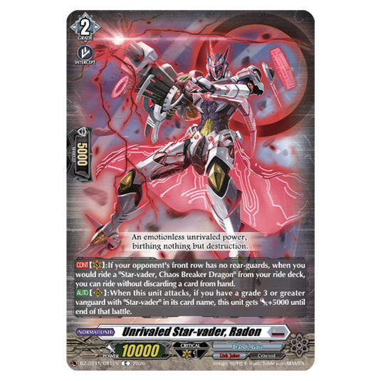 Unrivaled Star-vader, Radon DZ-BT15/081EN card from the Cardfight!! Vanguard set Strike of Illusionary Shadows