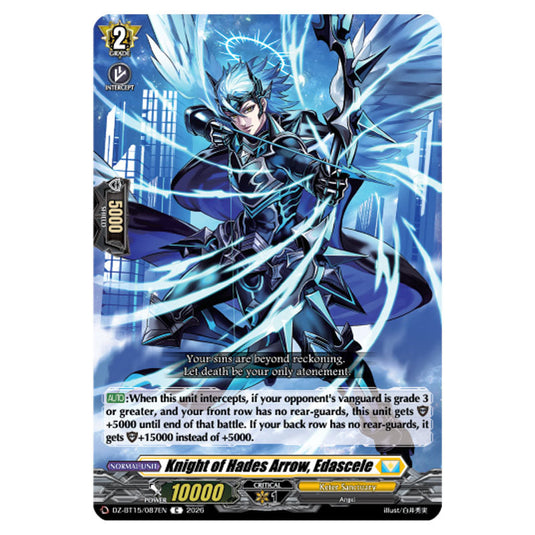 Knight of Hades Arrow, Edascele DZ-BT15/087EN card from the Cardfight!! Vanguard set Strike of Illusionary Shadows