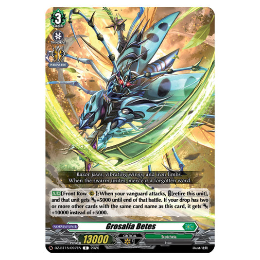 Grosalia Betes DZ-BT15/097EN card from the Cardfight!! Vanguard set Strike of Illusionary Shadows