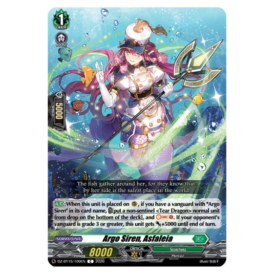 Argo Siren, Asfaleia DZ-BT15/100EN card from the Cardfight!! Vanguard set Strike of Illusionary Shadows