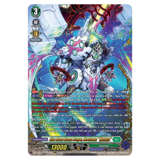 Blue Storm Karma Dragon, Maelstrom "Яeverse" DZ-BT15/FFR17EN card from the Cardfight!! Vanguard set Strike of Illusionary Shadows