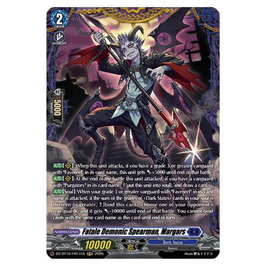 Fatale Demonic Spearman, Margars DZ-BT15/FR11EN card from the Cardfight!! Vanguard set Strike of Illusionary Shadows
