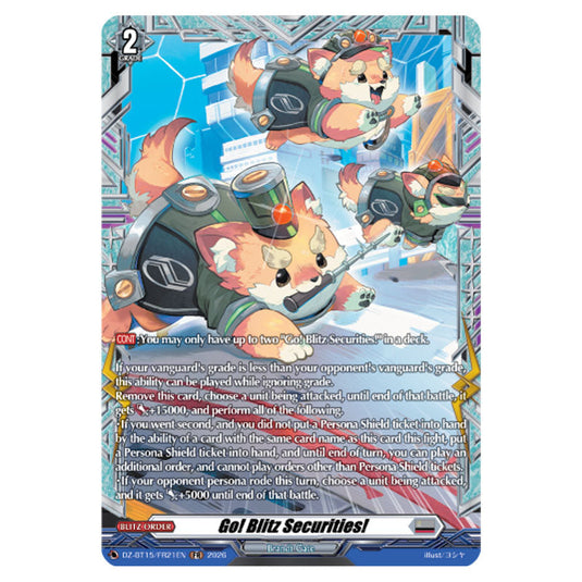 Go! Blitz Securities! DZ-BT15/FR21EN card from the Cardfight!! Vanguard set Strike of Illusionary Shadows