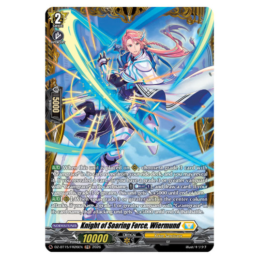 Knight of Soaring Force, Wiermund DZ-BT15/FR26EN card from the Cardfight!! Vanguard set Strike of Illusionary Shadows