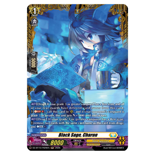Black Sage, Charon DZ-BT15/FR29EN card from the Cardfight!! Vanguard set Strike of Illusionary Shadows