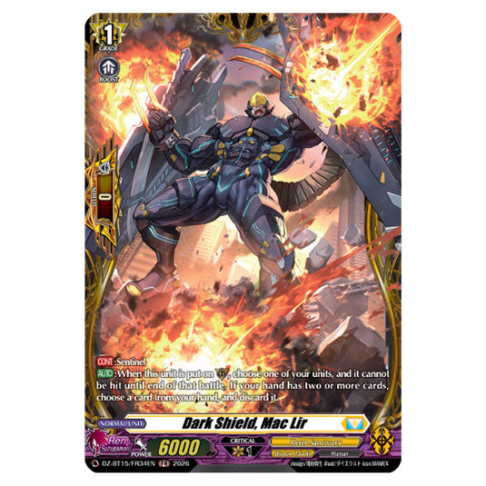 Dark Shield, Mac Lir DZ-BT15/FR34EN card from the Cardfight!! Vanguard set Strike of Illusionary Shadows