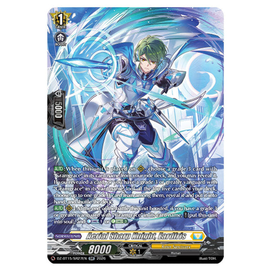 Aerial Sharp Knight, Eardfris DZ-BT15/SR27EN card from the Cardfight!! Vanguard set Strike of Illusionary Shadows
