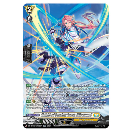 Knight of Soaring Force, Wiermund DZ-BT15/SR28EN card from the Cardfight!! Vanguard set Strike of Illusionary Shadows
