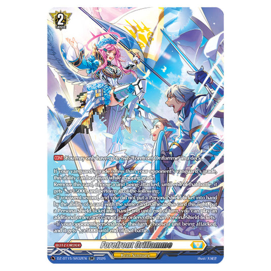 Forefront Oriflamme DZ-BT15/SR32EN card from the Cardfight!! Vanguard set Strike of Illusionary Shadows