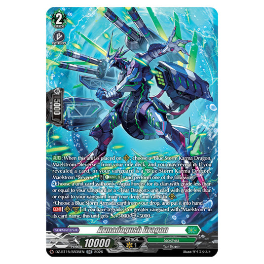 Armadogush Dragon DZ-BT15/SR35EN card from the Cardfight!! Vanguard set Strike of Illusionary Shadows