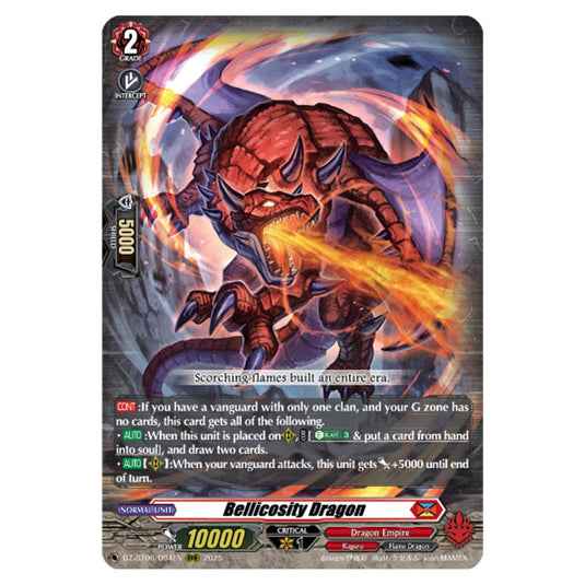 Bellicosity Dragon DZ-BT06/004EN card from the Cardfight!! Vanguard set Generation Dragenesis