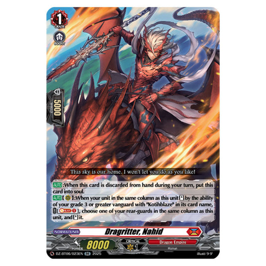 Dragritter, Nahid DZ-BT06/023EN card from the Cardfight!! Vanguard set Generation Dragenesis