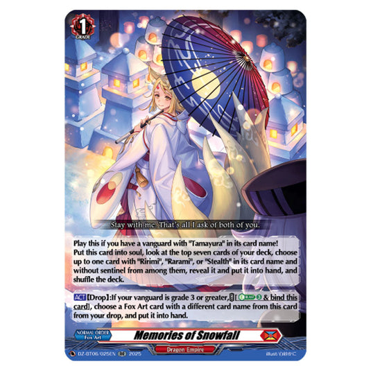 Memories of Snowfall DZ-BT06/025EN card from the Cardfight!! Vanguard set Generation Dragenesis