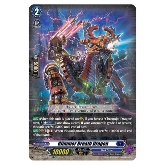 Glimmer Breath Dragon DZ-BT06/027EN card from the Cardfight!! Vanguard set Generation Dragenesis