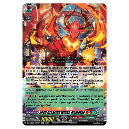 Shell-breaking Wings, Momokke DZ-BT06/044EN card from the Cardfight!! Vanguard set Generation Dragenesis