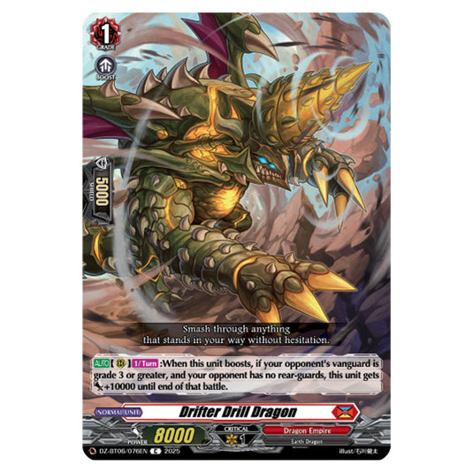 Drifter Drill Dragon DZ-BT06/076EN card from the Cardfight!! Vanguard set Generation Dragenesis