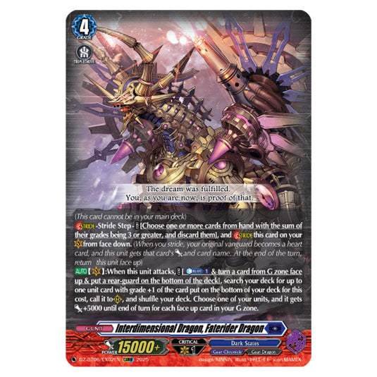 Interdimensional Dragon, Faterider Dragon DZ-BT06/EX02EN card from the Cardfight!! Vanguard set Generation Dragenesis