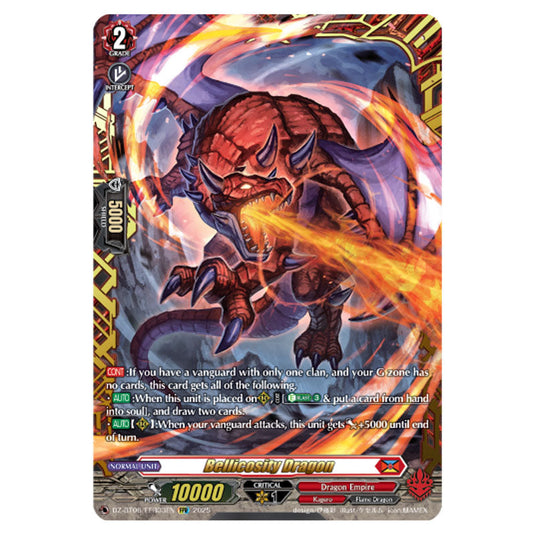 Bellicosity Dragon DZ-BT06/FFR03EN card from the Cardfight!! Vanguard set Generation Dragenesis