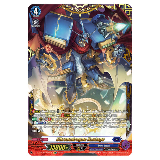 Chronodragon Nextage DZ-BT06/FFR15EN card from the Cardfight!! Vanguard set Generation Dragenesis