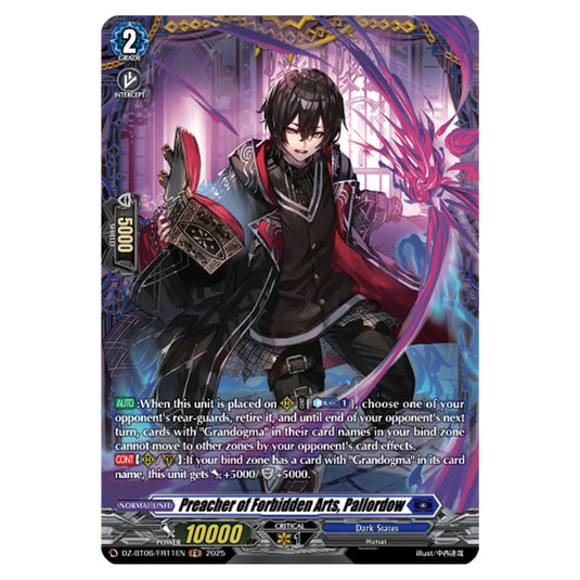 Preacher of Forbidden Arts, Pallordow DZ-BT06/FR11EN card from the Cardfight!! Vanguard set Generation Dragenesis