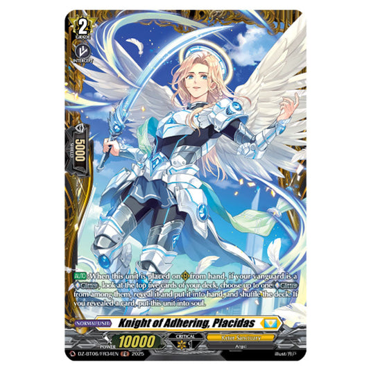 Knight of Adhering, Placidas DZ-BT06/FR34EN card from the Cardfight!! Vanguard set Generation Dragenesis