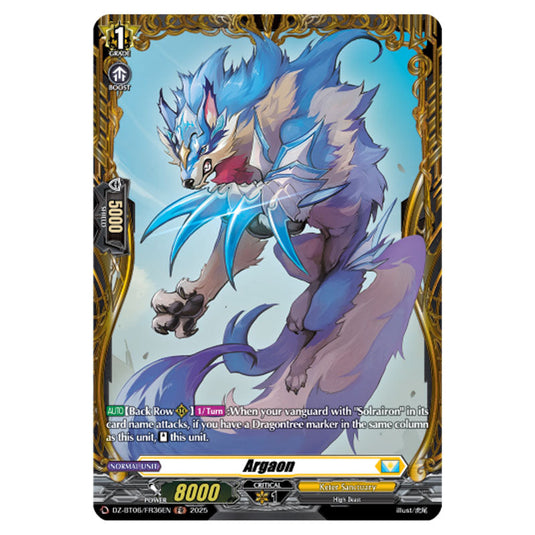 Argaon DZ-BT06/FR36EN card from the Cardfight!! Vanguard set Generation Dragenesis