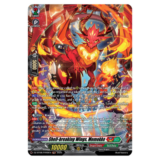 Shell-breaking Wings, Momokke DZ-BT06/FR49EN card from the Cardfight!! Vanguard set Generation Dragenesis