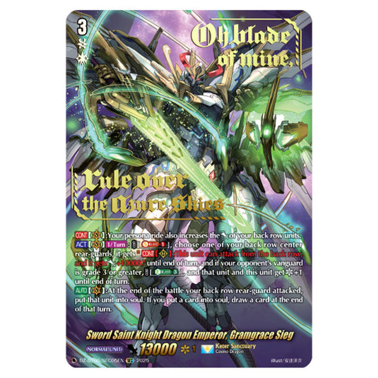 Sword Saint Knight Dragon Emperor, Gramgrace Sieg DZ-BT06/SEC05EN card from the Cardfight!! Vanguard set Generation Dragenesis