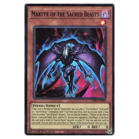 Martyr of the Sacred Beasts CORI-EN009 card from the Yu-Gi-Oh! set Chaos Origins
