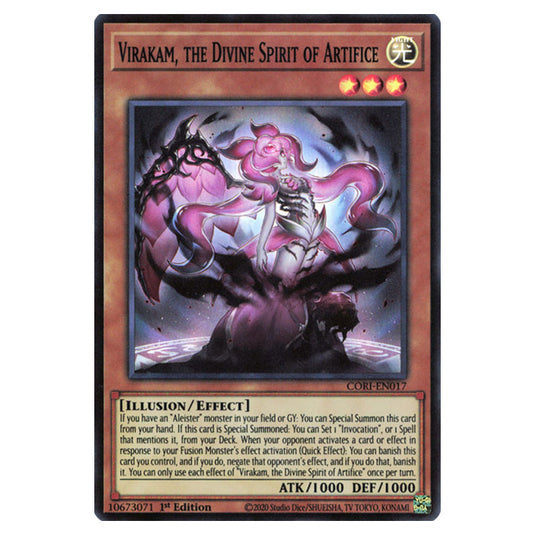 Virakam, the Divine Spirit of Artifice CORI-EN017 card from the Yu-Gi-Oh! set Chaos Origins