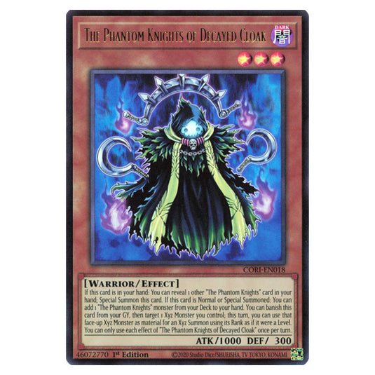 The Phantom Knights of Decayed Cloak CORI-EN018a card from the Yu-Gi-Oh! set Chaos Origins