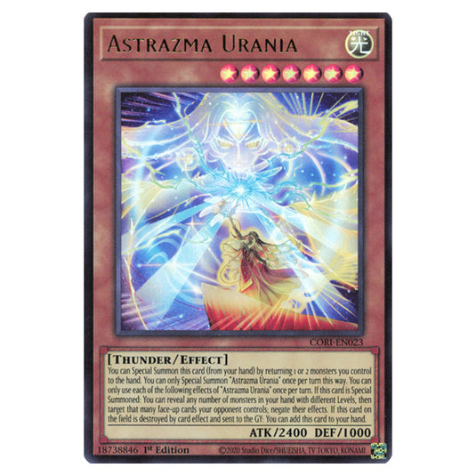 Astrazma Urania CORI-EN023 card from the Yu-Gi-Oh! set Chaos Origins